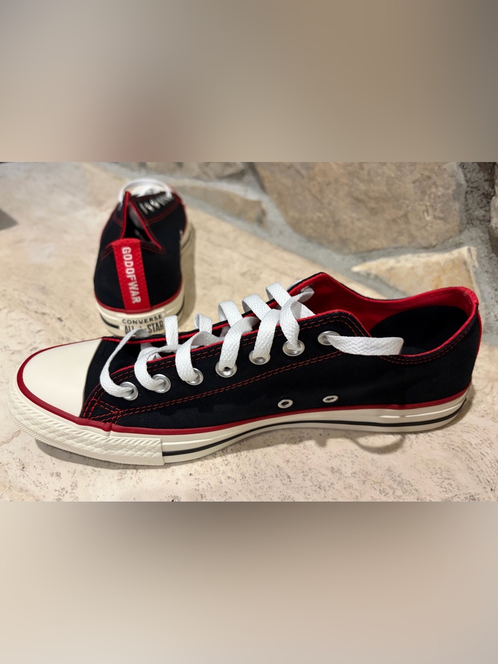 Converse All Star Black Canvas Red & Black 'God of War' Sneakers Men Sz 9.5 NIB